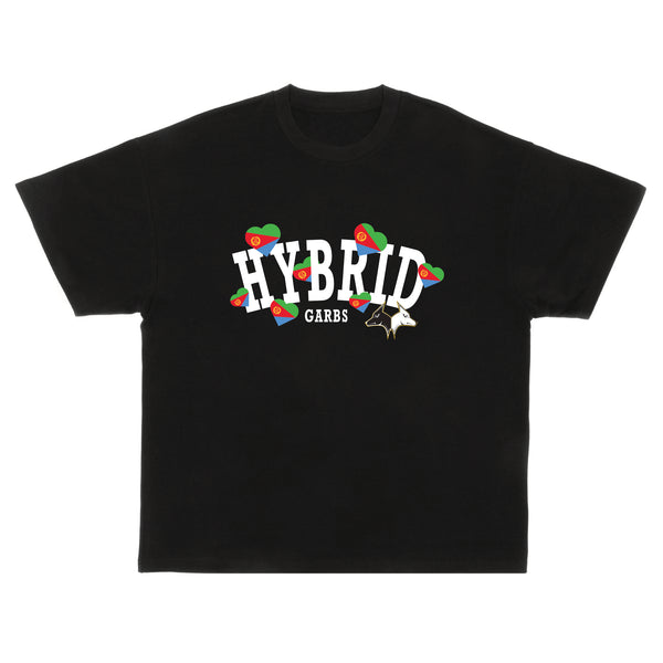 Eritrea Love Oversized Varsity Tee - Black