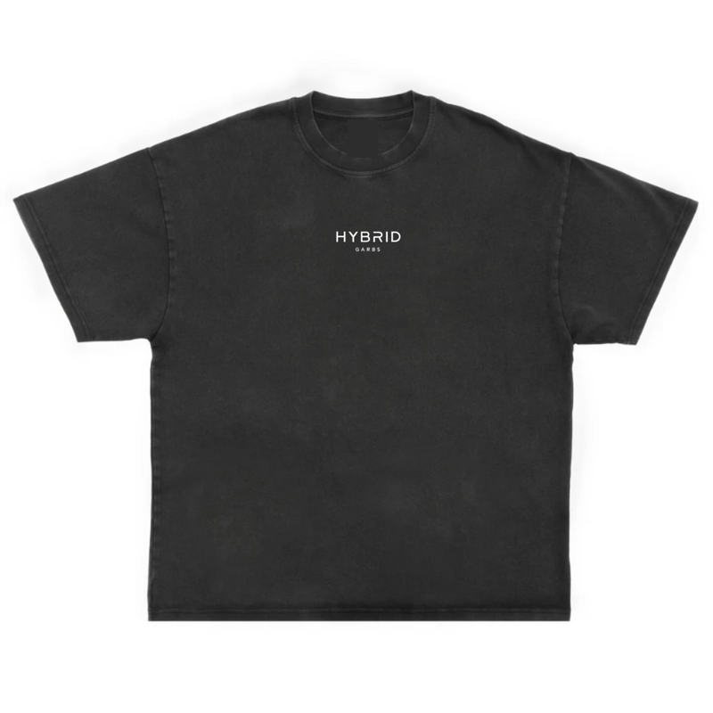 Hybrid Super Heavy Oversized Tee - Acid Black with White