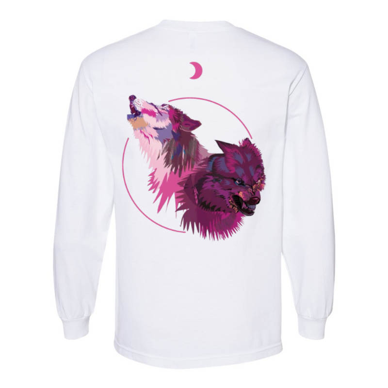 Rogue Wolves (Long Sleeves) - White with Pink