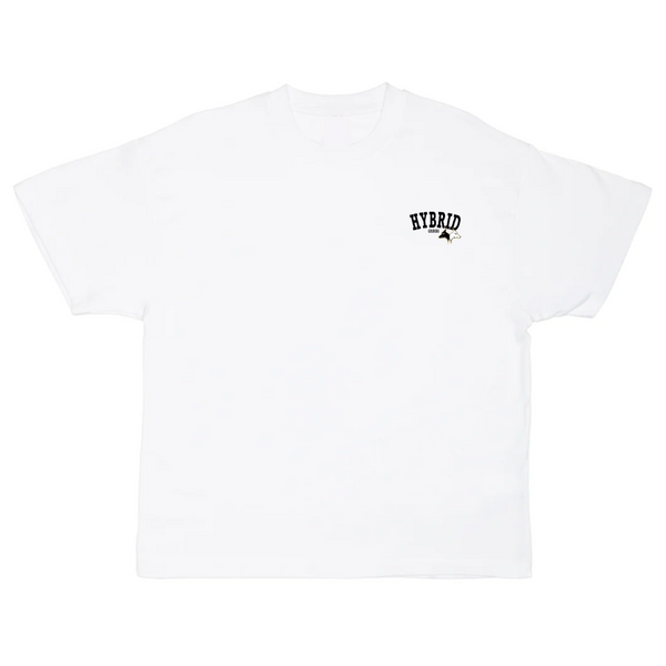 Hybrid Super Heavy Oversized Youth Varsity Tee - White with Black