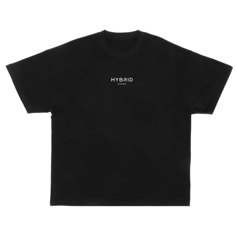 Hybrid Super Heavy Oversized Tee - Black with White