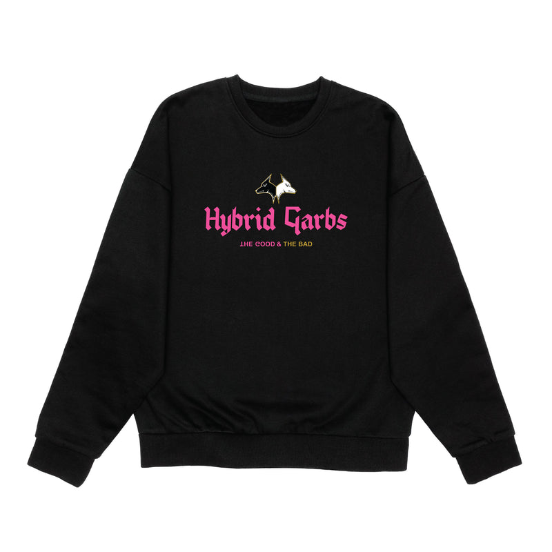Rose on Jet Oversized Core Crewneck
