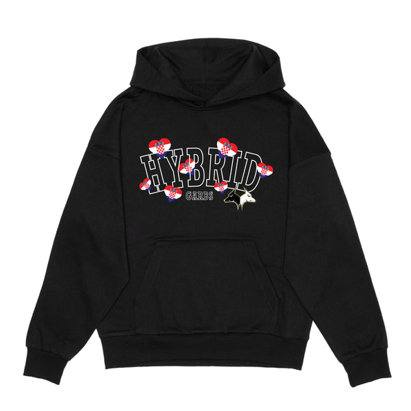 Croatia Love Varsity Hoodie - Black