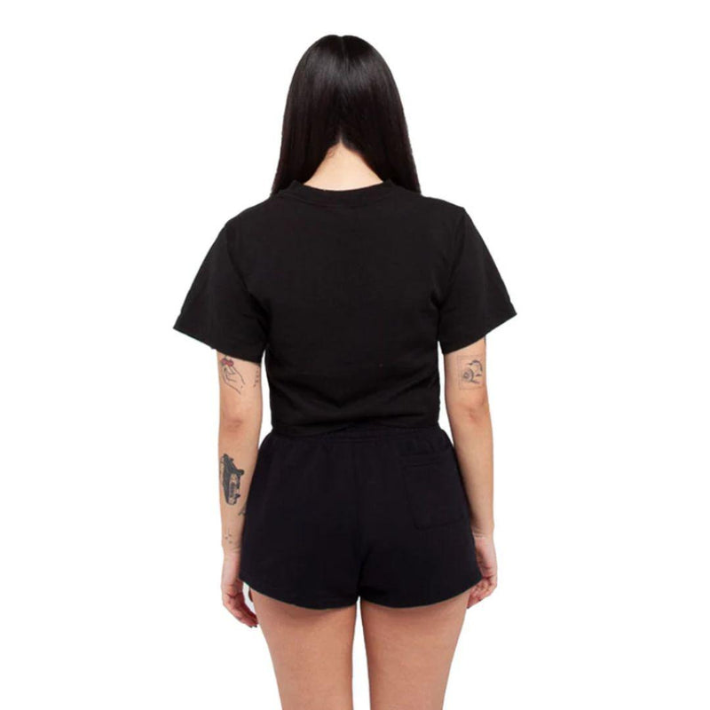 Hybrid Crop Top - Black with White