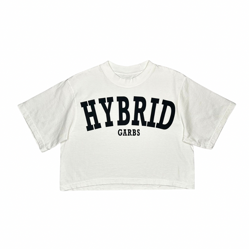 Hybrid Crop Top - White with Black