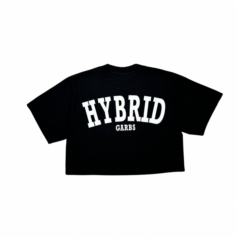 Hybrid Crop Top - Black with White