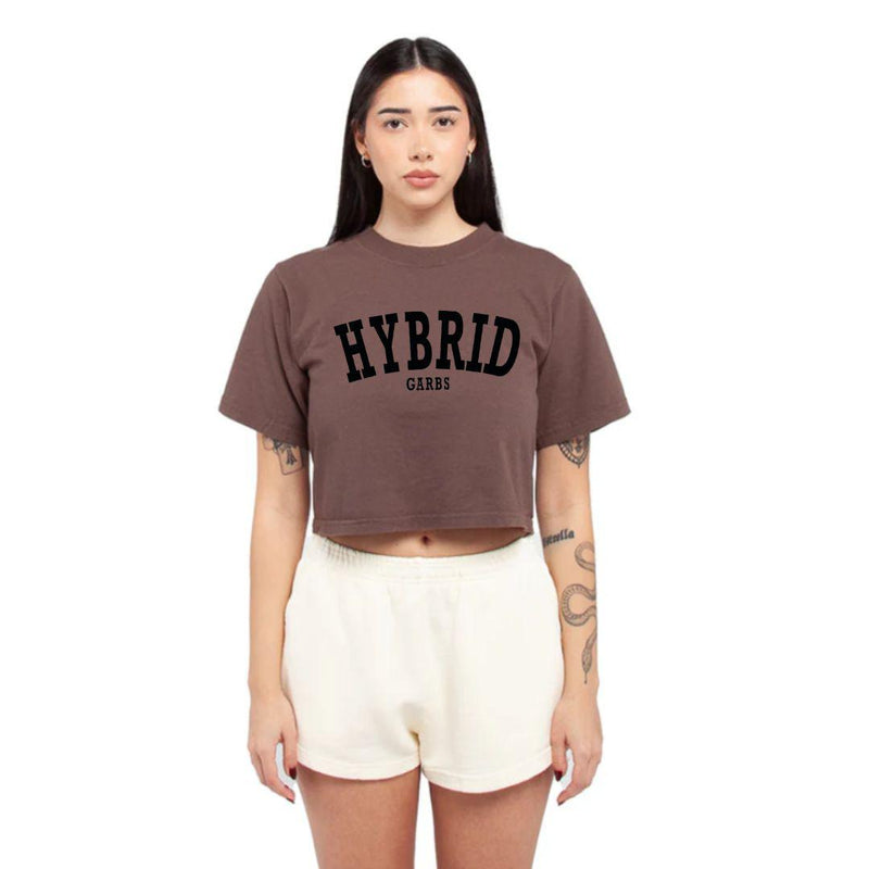 Hybrid Crop Top - Mocha with Black