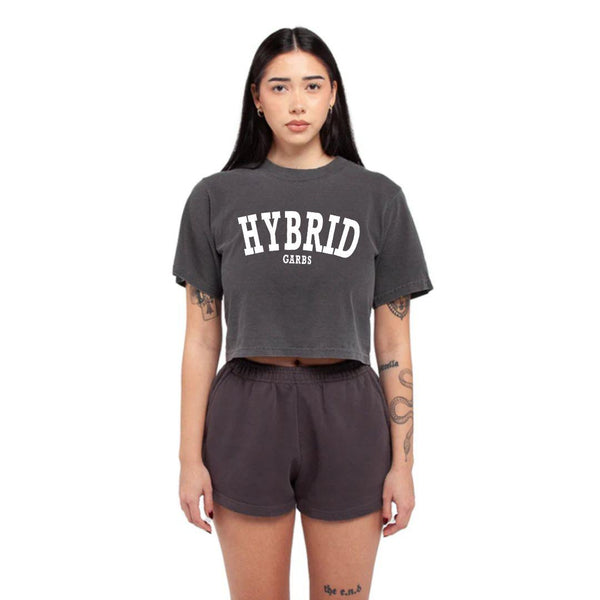 Hybrid Crop Top - Shadow with White