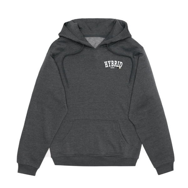 Hybrid Varsity Hoodies - Dark Heather with Varsity White