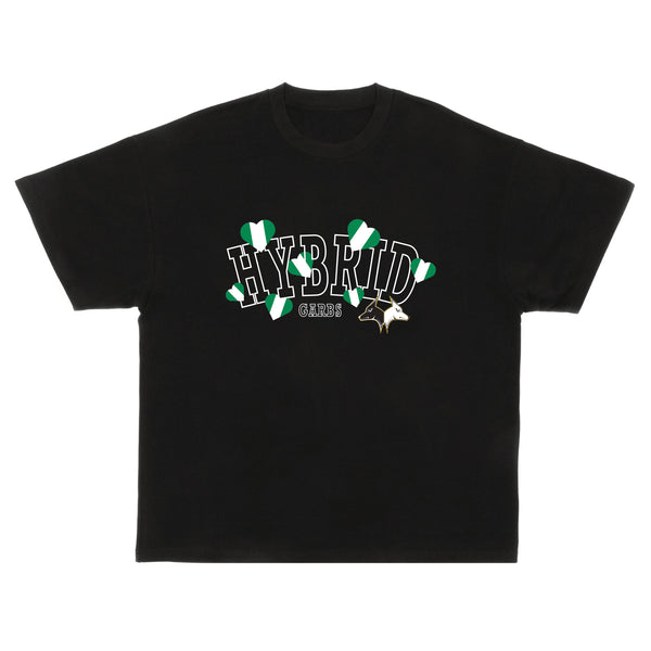 Nigeria Love Oversized Varsity Tee - Black