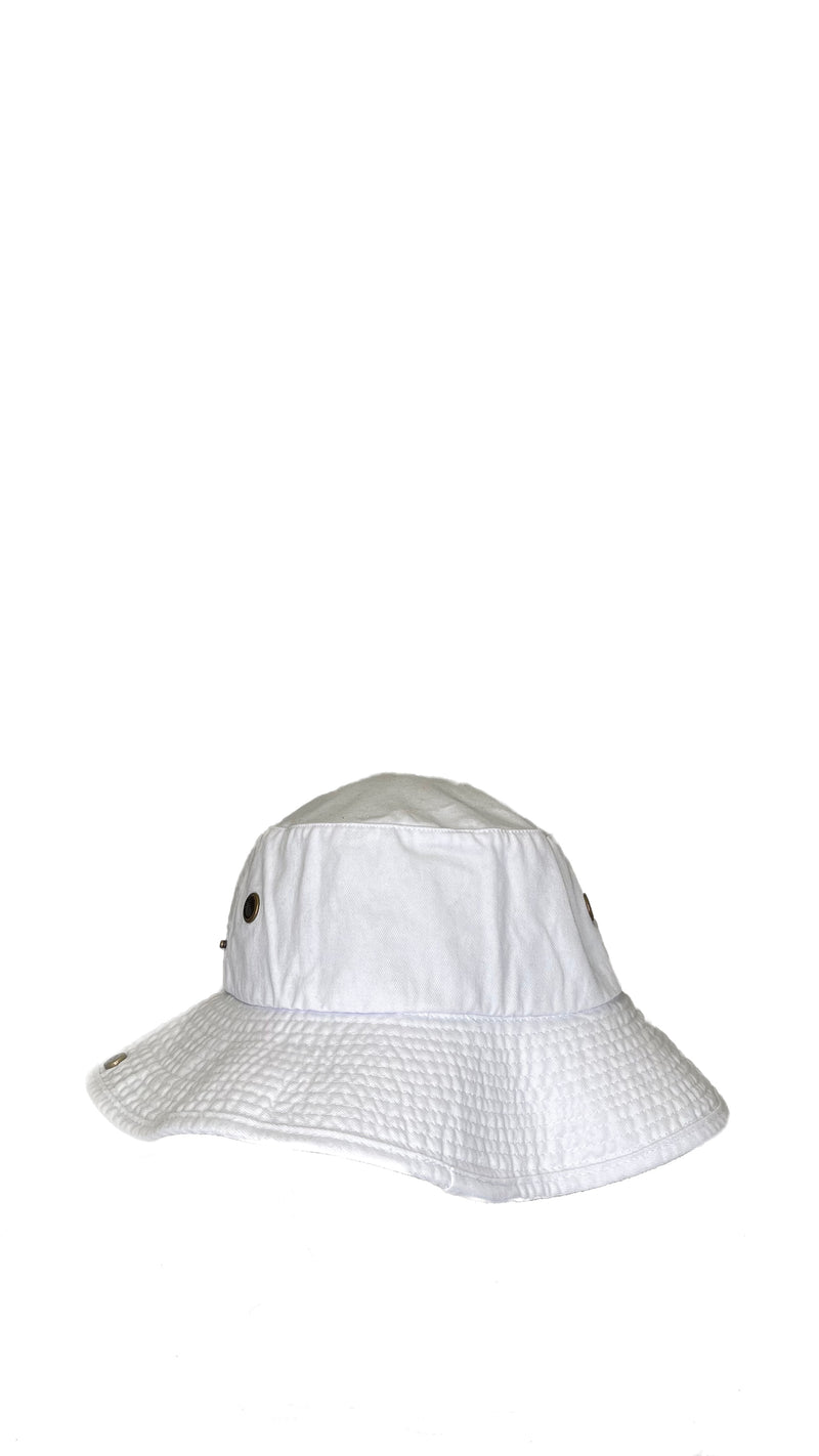 White Hybrid Fisherman Bucket Hat