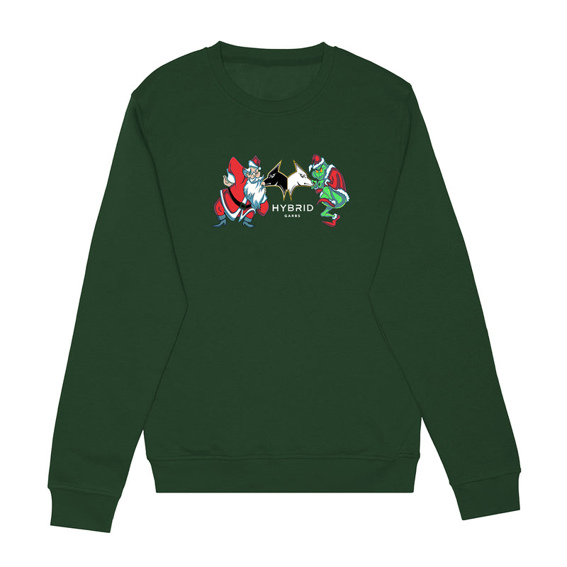 Hybrid Christmas Crewneck - Forest Green with White