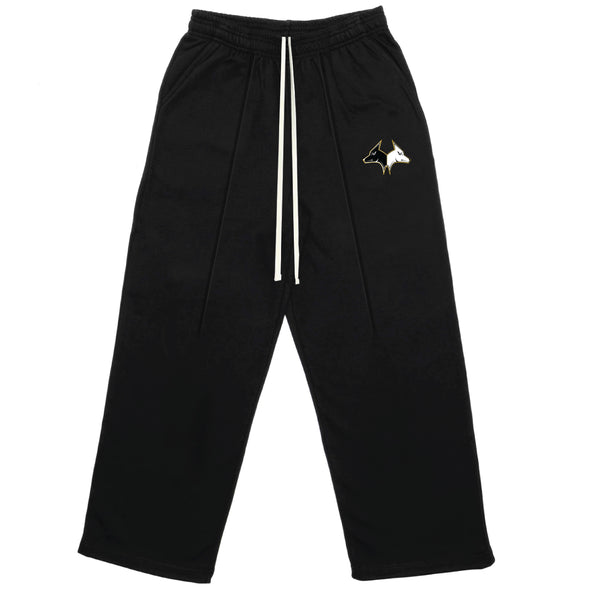 Hybrid Original Black Wide-Leg Sweatpants With White Drawstrings and Pleats