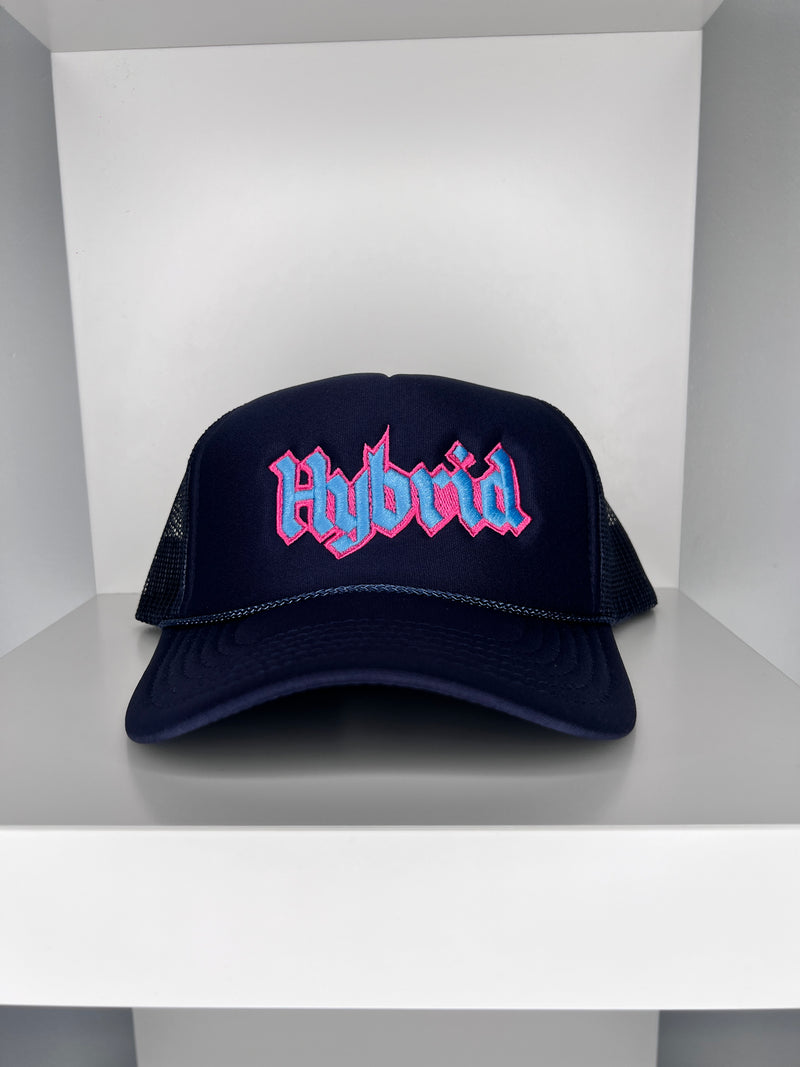 Trucker Hat - Sky Blue on Navy Blue