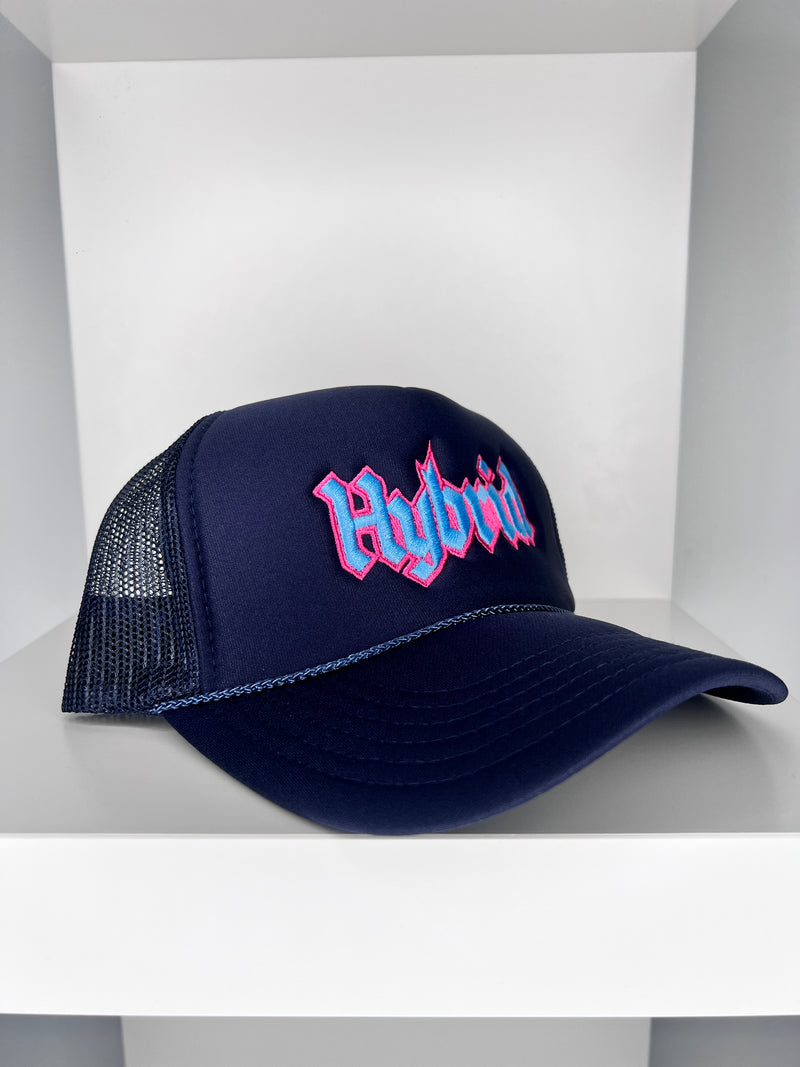 Trucker Hat - Sky Blue on Navy Blue