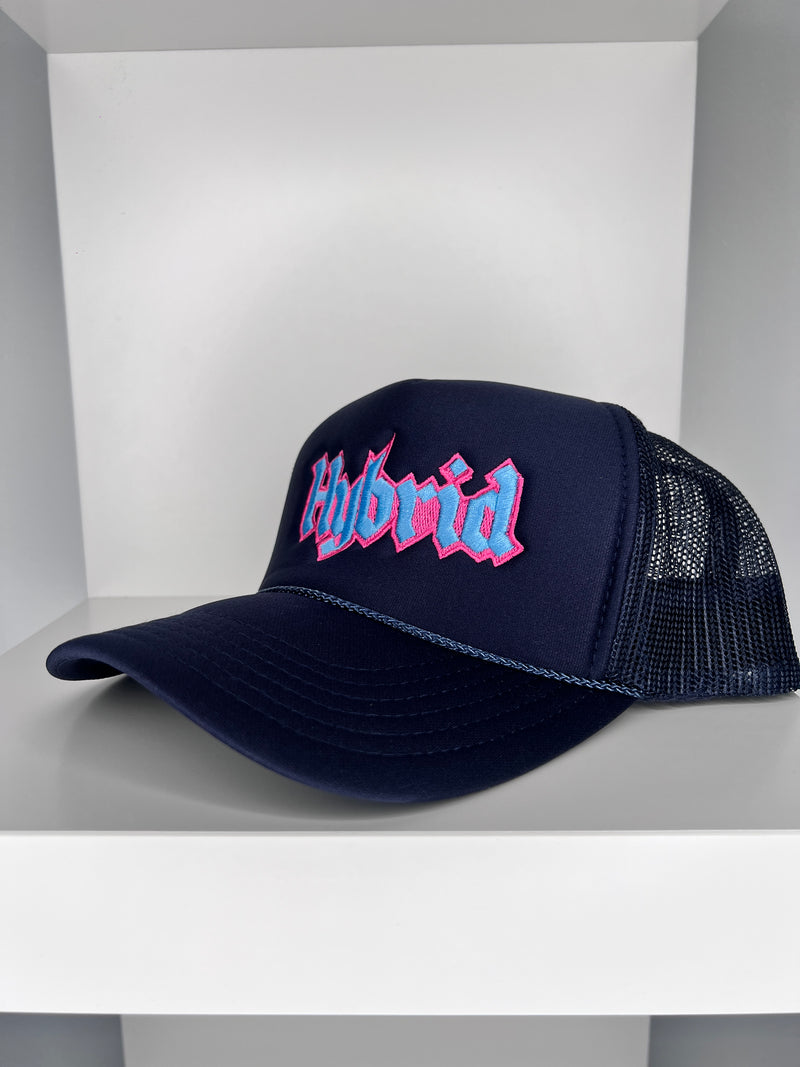 Trucker Hat - Sky Blue on Navy Blue