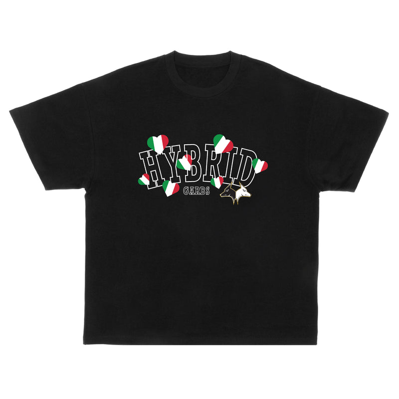 Italy Love Oversized Varsity Tee - Black