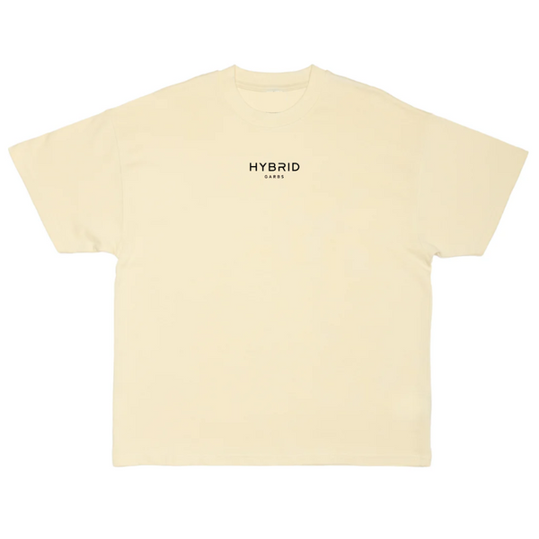 Hybrid Super Heavy Oversized Tee - Ivory with Black