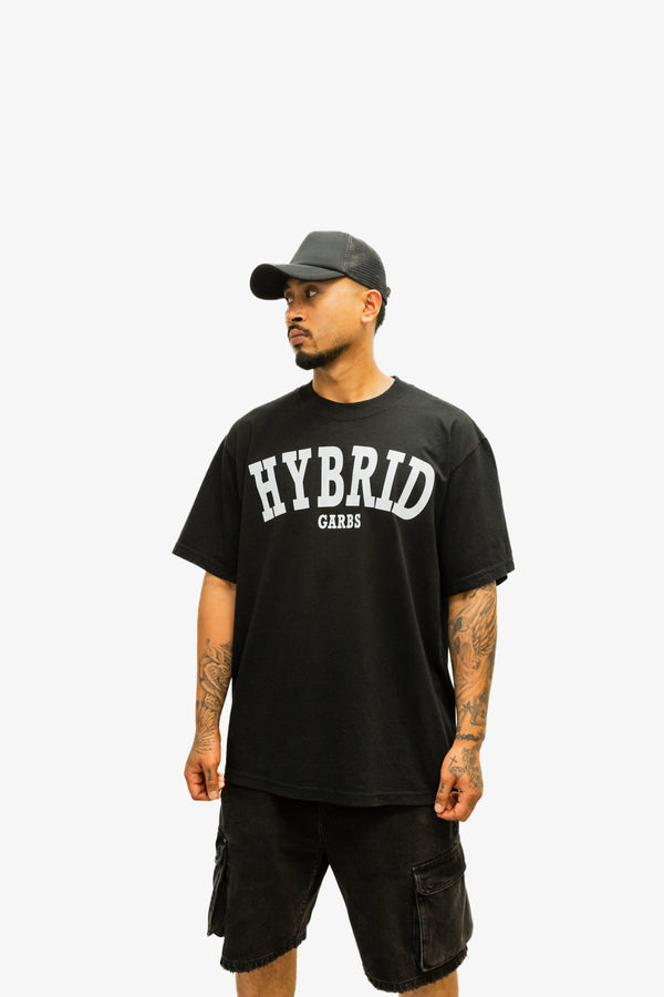 Oversized Varsity Hybrid T-Shirt - Black with White