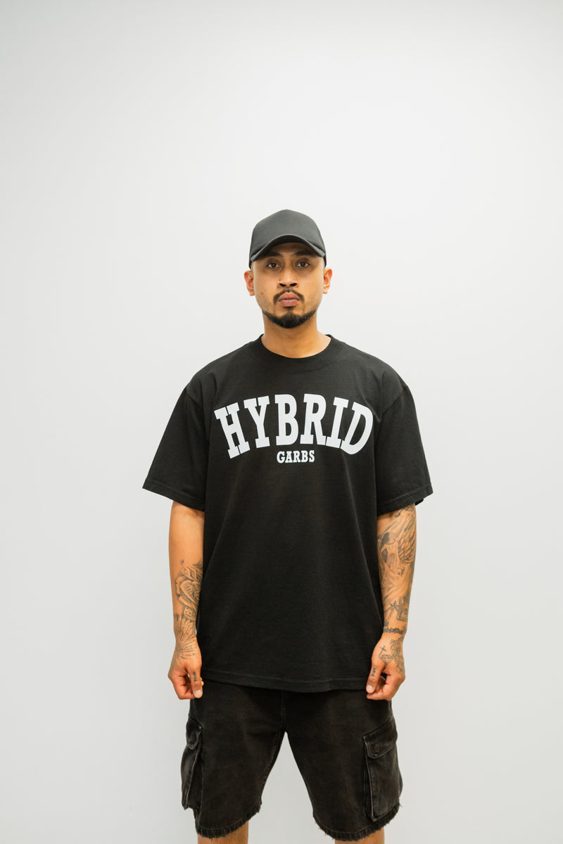 Oversized Varsity Hybrid T-Shirt - Black with White