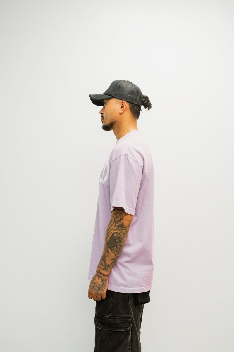 Oversized Varsity Hybrid T-Shirt - Pastel Purple with White