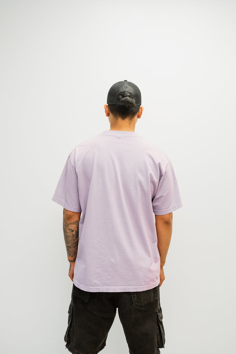 Oversized Varsity Hybrid T-Shirt - Pastel Purple with White