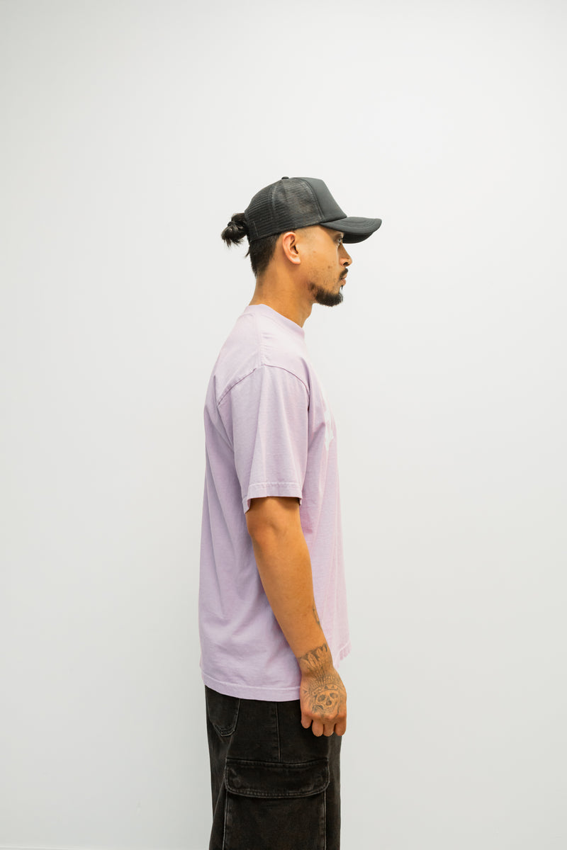 Oversized Varsity Hybrid T-Shirt - Pastel Purple with White