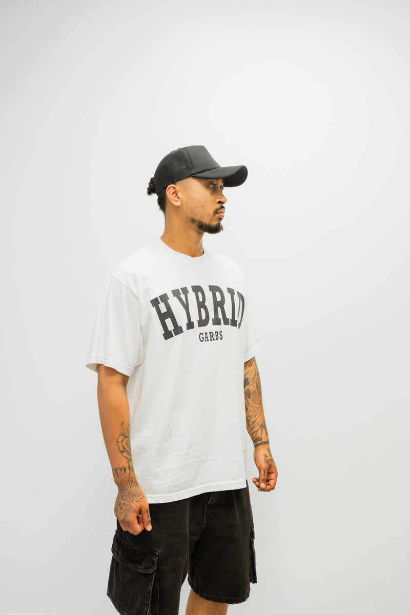 Oversized Varsity Hybrid T-Shirt - White with Black