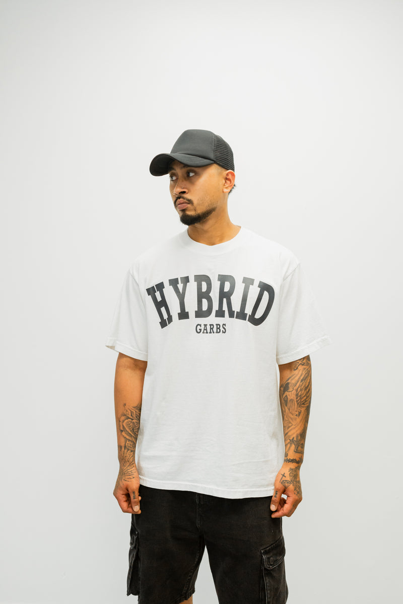 Oversized Varsity Hybrid T-Shirt - White with Black