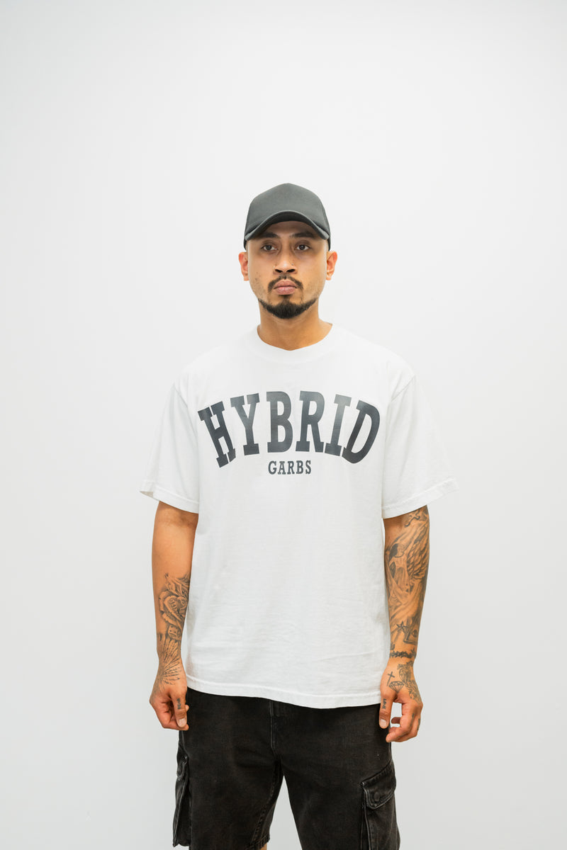 Oversized Varsity Hybrid T-Shirt - White with Black