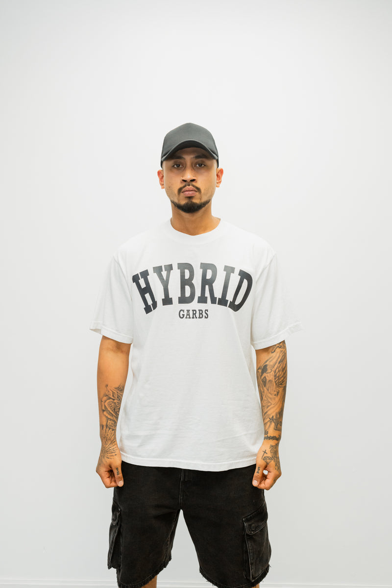 Oversized Varsity Hybrid T-Shirt - White with Black