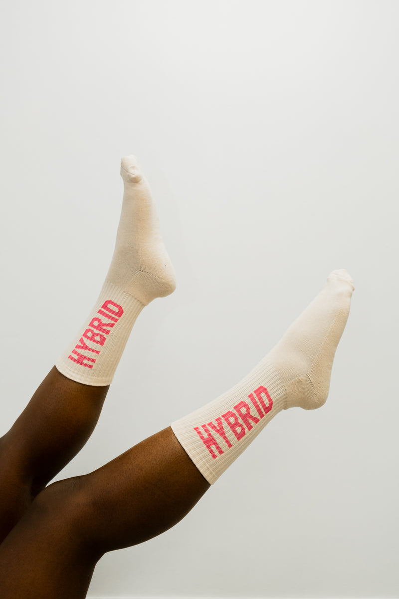 Hybrid Socks - White with Pink