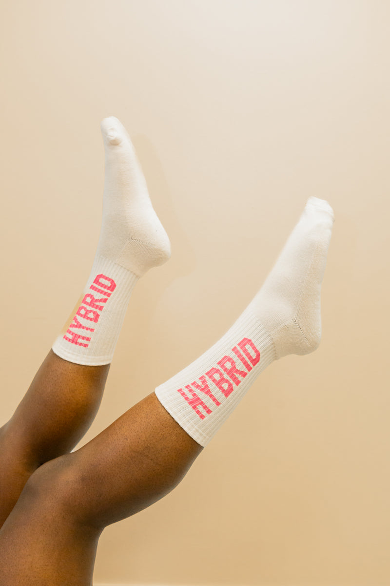 Hybrid Socks - White with Pink