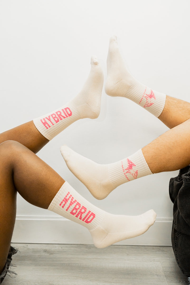 Hybrid Socks - White with Pink