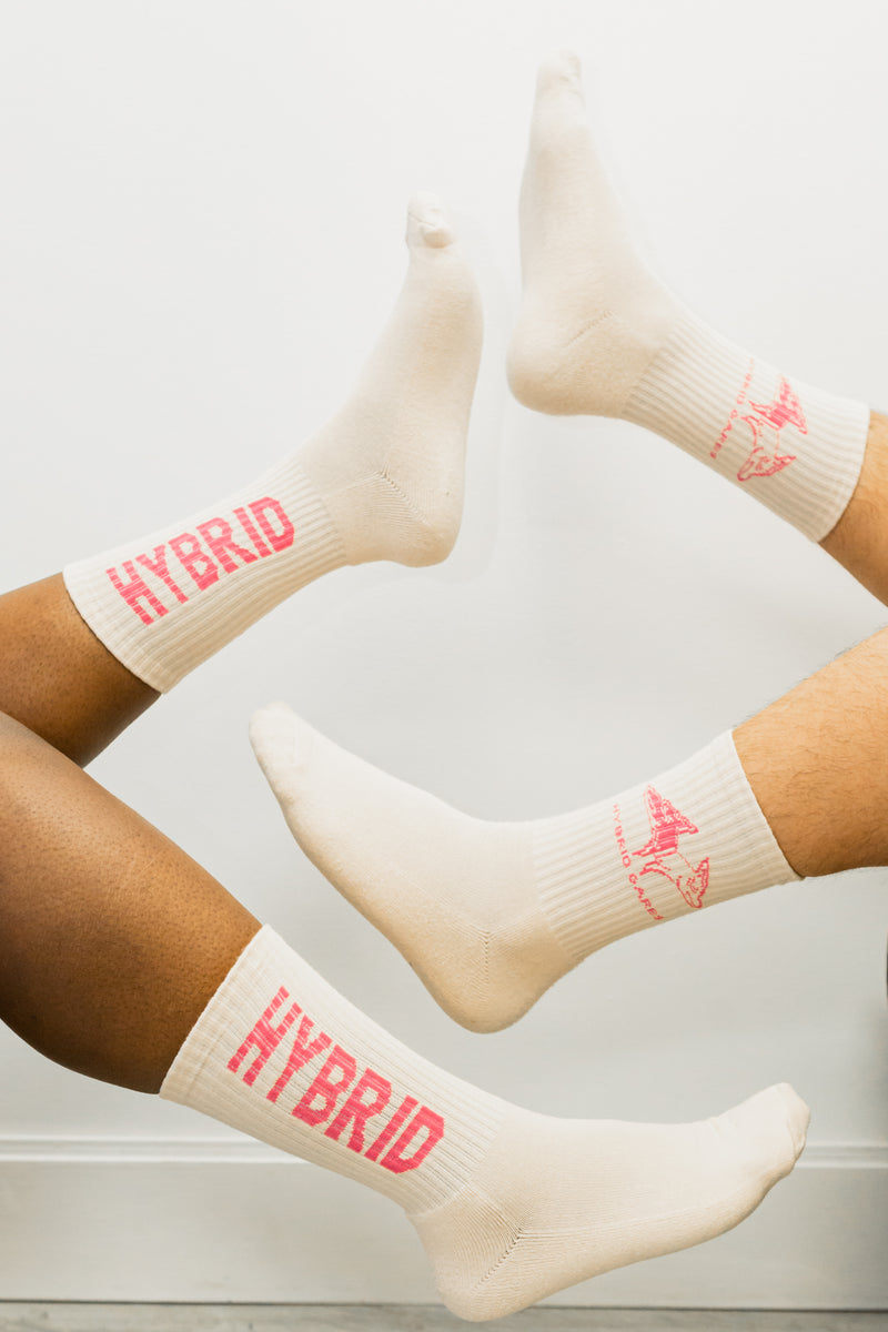 Hybrid Socks - White with Pink