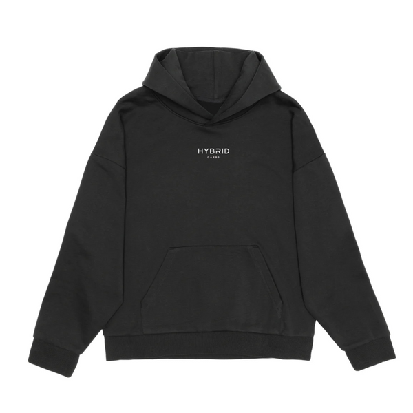 Hybrid Max Heavyweight Unisex Hoodie - Off Black with White