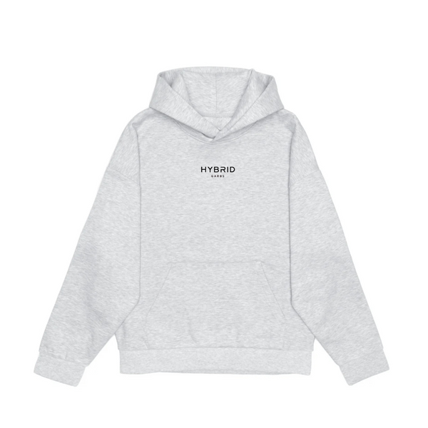 Hybrid Max Heavyweight Unisex Hoodie - Ash Heather with Black