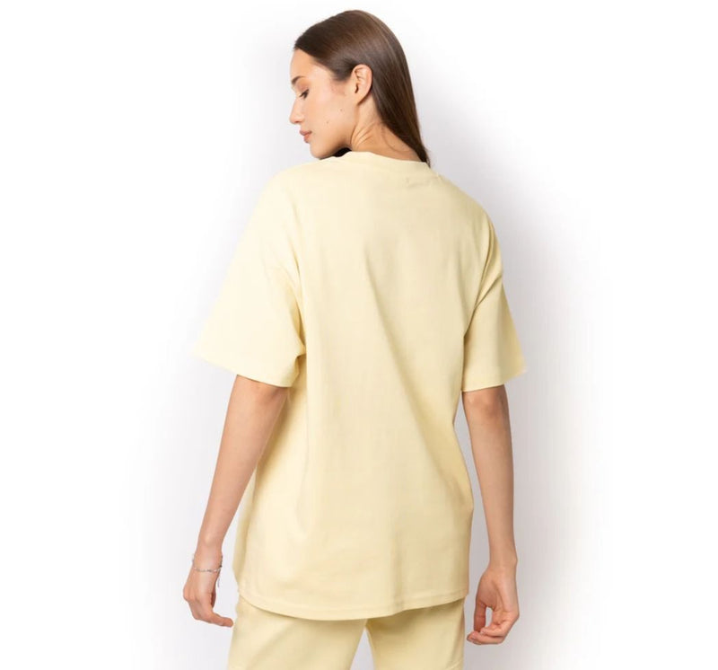 Hybrid Super Heavy Oversized Tee - Ivory with Black