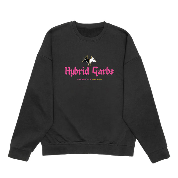Rose on Jet Oversized Core Crewneck