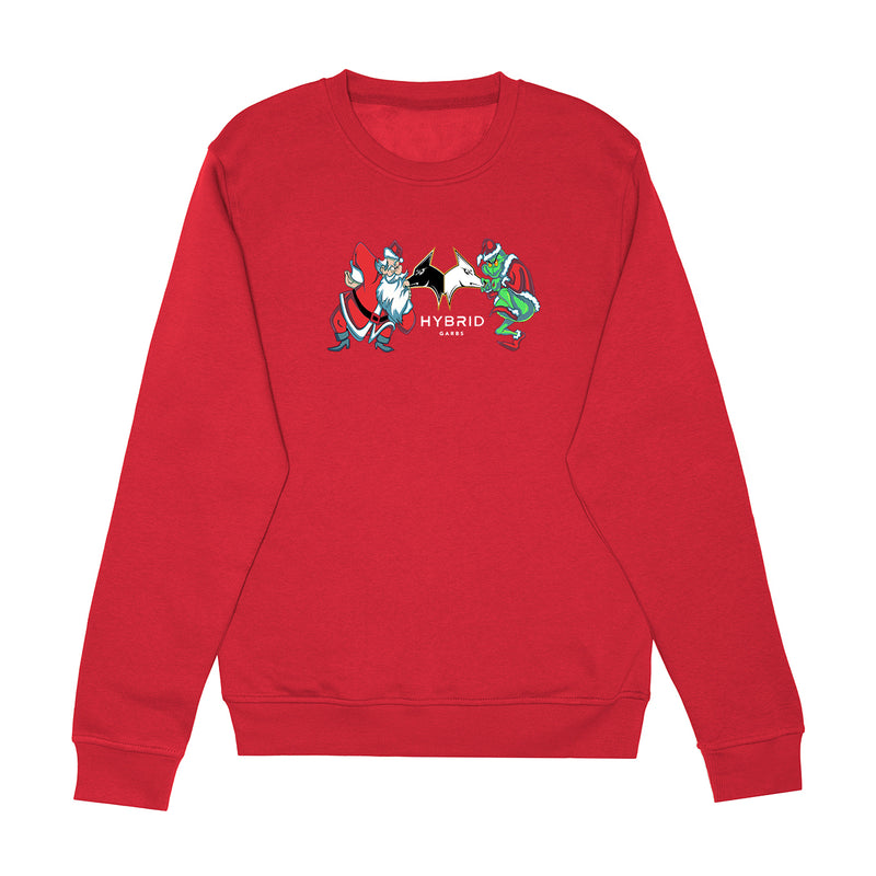 Hybrid Christmas Crewneck - Red with White