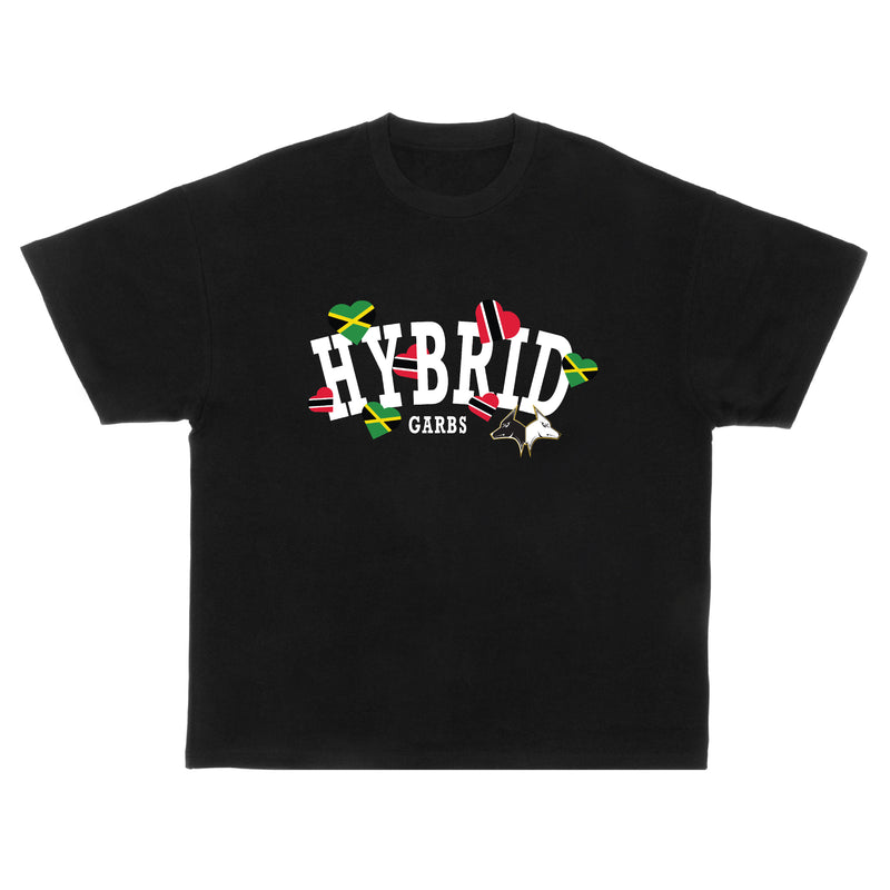 Trinidad-Jamaica Love Oversized Varsity Tee - Black