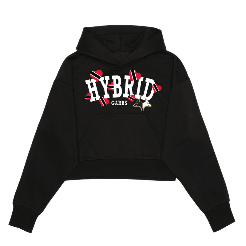 Trinidad Love Crop Top Hoodie - Black