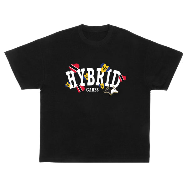 Trinidad-Barbados Love Oversized Varsity Tee - Black