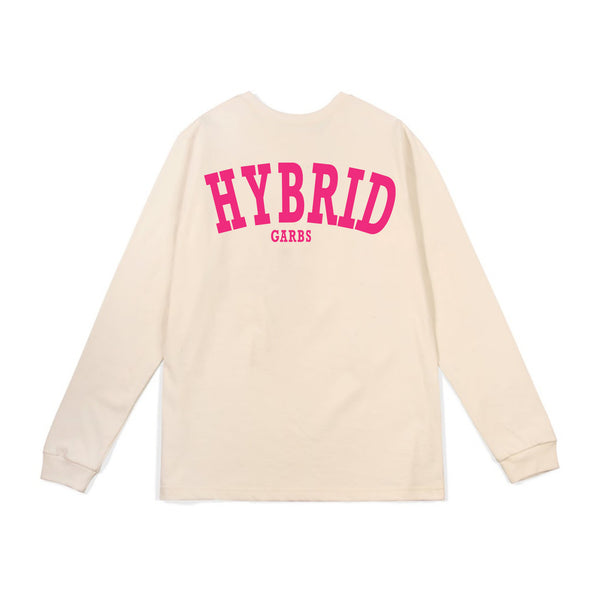 Varsity Summer Long Sleeve - Ivory with Pink