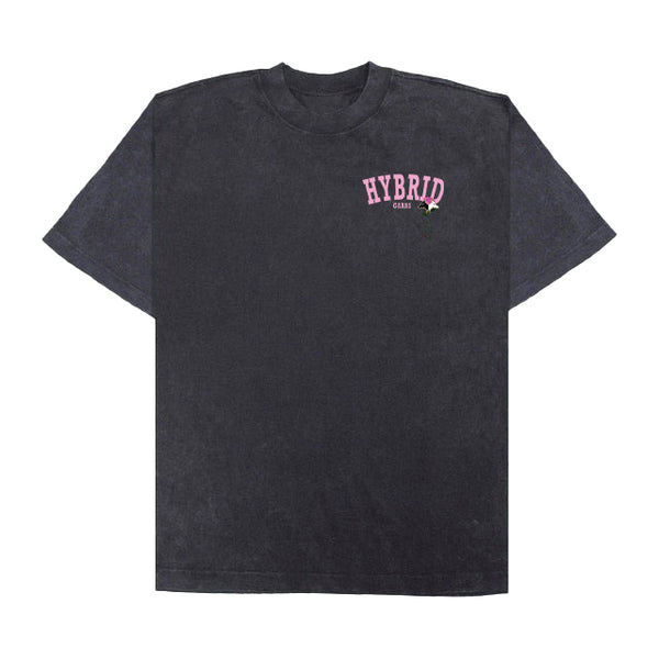 Oversized Varsity T-Shirt - Shaka Grey with Pink