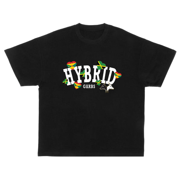 Jamaica-Grenada Love Oversized Varsity Tee - Black