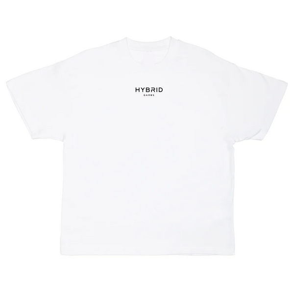 Hybrid Super Heavy Oversized Tee - White with Black