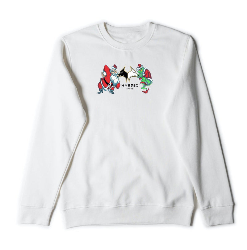 Hybrid Christmas Crewneck - White with Black