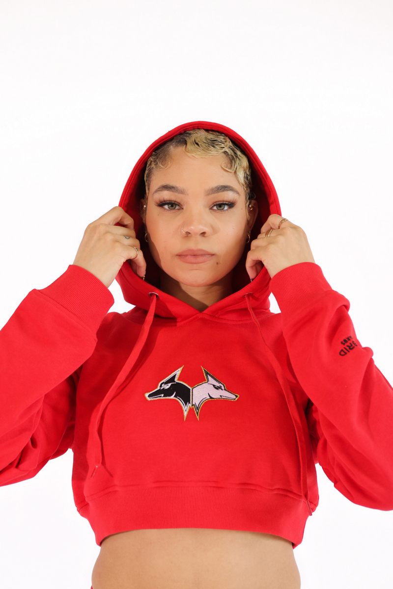 Crop top red deals hoodie